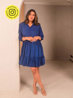 WHY SO BLUE - Aria Short Dress - Navy Blue