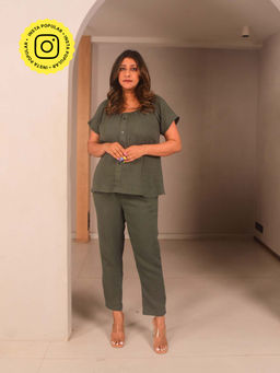 WHY SO BLUE - Green Noa Solid Co-Ord Set
