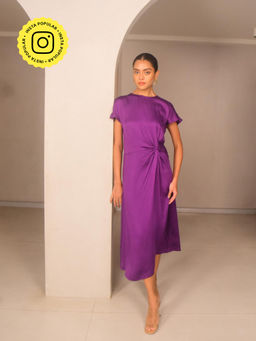 WHY SO BLUE - Freya Modal Purple Knot Dress
