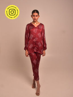 WHY SO BLUE - Mohna Modal Co-Ord Set - Maroon