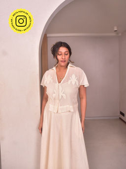 WHY SO BLUE - Amara Applique Cotton Net Shirt