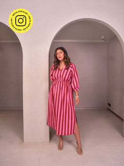 WHY SO BLUE - Pink Serena Wrap Dress
