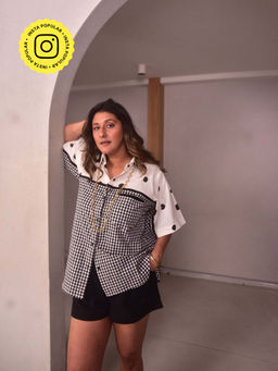 WHY SO BLUE - Black Dottie And Checks Shirt