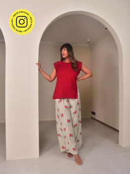 WHY SO BLUE - Womens Red Rena Co-Ord Set