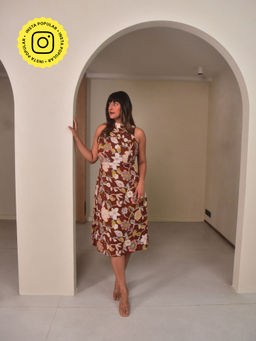 WHY SO BLUE - Womens Brown Sola Drama Dress