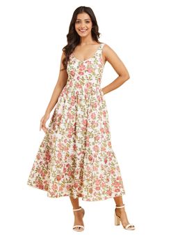 Fabindia - White Floral A-Line Fit Dress