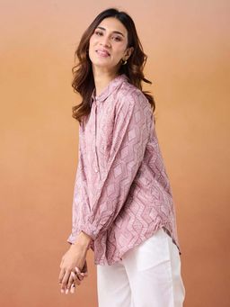 Fabindia - Pink Printed Regular Fit Shirt
