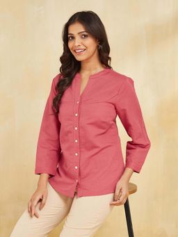Fabindia - Red Solid Regular Fit Shirt