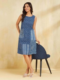 Fabindia - Indigo Printed Regular Fit Dress