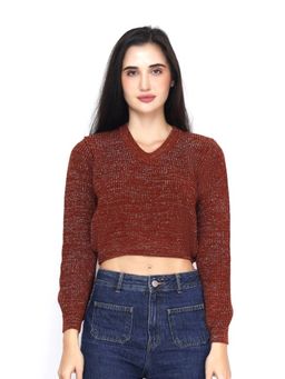 JOE Hazel - Women Rust Colour Sandrine Shimmer Crop Sweater
