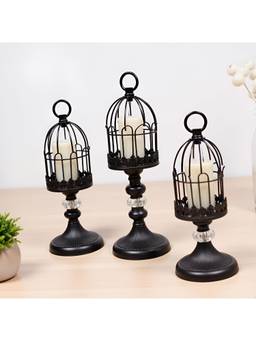 ELARE - Metal Candle Holders Set With Cage Design, Tealight Candle Holder Stand