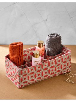 Fabindia - Red Cotton Printed Storage Organiser