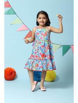 Biba - Blue Cotton Tiered Dress