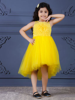 Toy Balloon Kids - Yellow Hi Low Girls Party Wear Dress