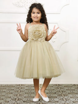 Toy Balloon Kids - Green Hi Low Girls Party Wear Dress