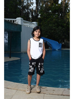 ZIP ZAP ZOOP - White & Black Sleeveless Printed Cotton Co-Ord (Set of 2)