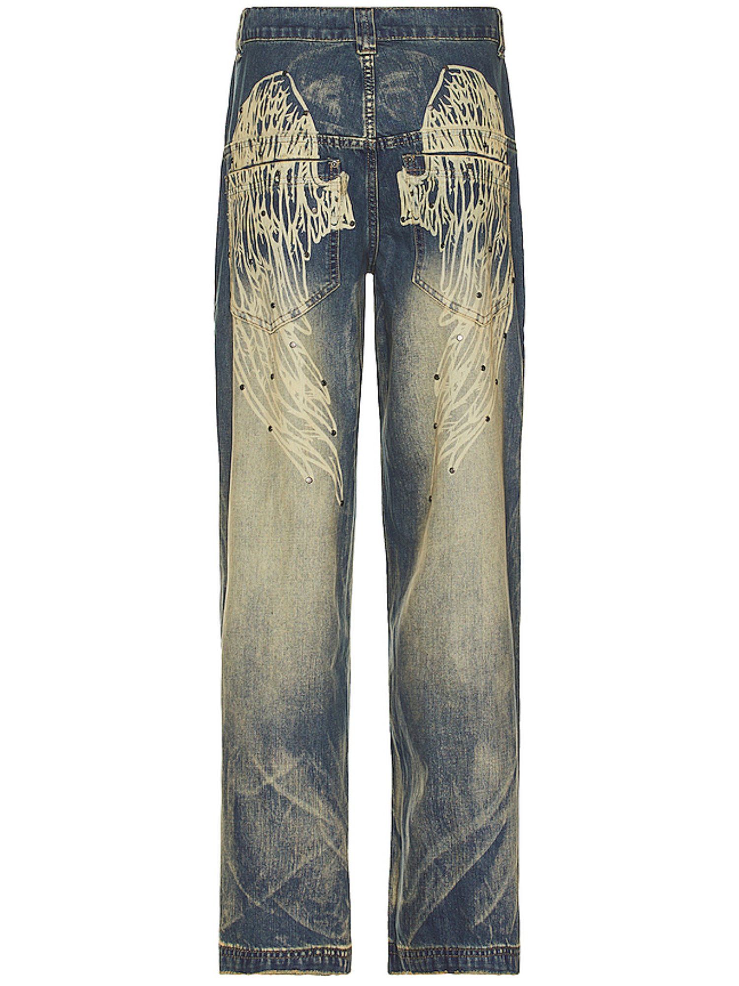Buy Jaded London Wing Print Studded Lowrise Colossus Jeans Online