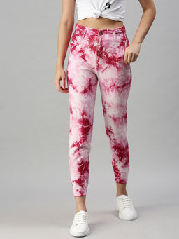 SHOWOFFFF - Women's Casual Mom Fit High-rise Pink Jeans