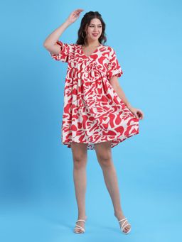 Qurvii - Women Red Printed Mini Dress