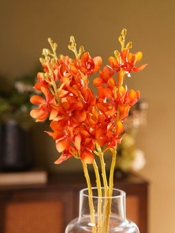 Pure Home + Living - Dark Orange Vanda Orchid Artificial Stem - Single