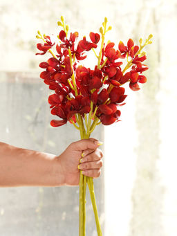 Pure Home + Living - Dark Red Vanda Orchid Artificial Stem - Single