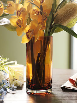 Pure Home + Living - Dark Brown Cylindrical Glass Vase