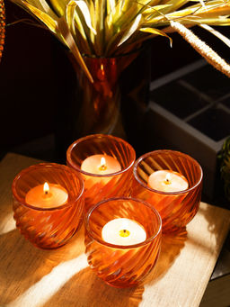 Pure Home + Living - Orange Swirl Cut Tealight Holders (Pack of 4)