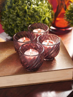Pure Home + Living - Light Purple Swirl Cut Tealight Holders (Pack of 4)