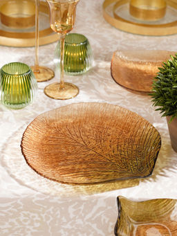 Pure Home + Living - Brown Leaf Shaped Glass Platter