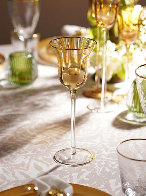 Pure Home + Living Gold Stem Candle Holder with Gold Rim