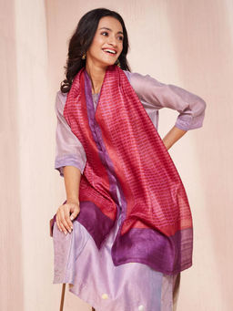 Fabindia - Pink Silk Hand Block Printed Stole