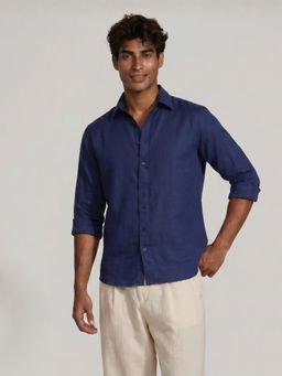 NISHORAMA - Navy Blue Solid Shirt