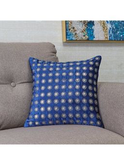 HomeTown - Milan Circle Embroidered Cushion Cover 40 x 40 Cm in Navy Colour