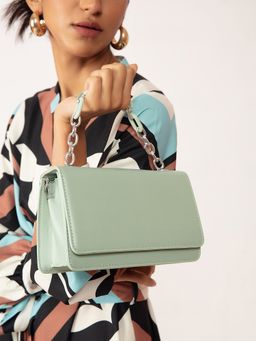 Twenty Dresses by Nykaa Fashion - Mint Green Solid Rectangular Sling Bag