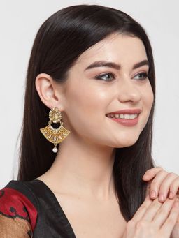 Anika's Creations - Anika's Creation Floral Design Meenakari Chandbali Earrings