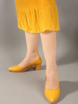 DENILL - Yellow Patent Leather Heels for Women