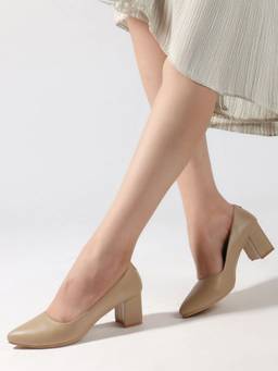 DENILL - Beige Synthetic Leather Heels