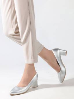 DENILL - Silver Synthetic Leather Heels