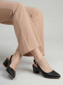 DENILL - Women Black Synthetic Leather Heels
