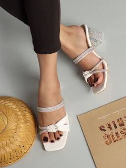 DENILL - White Synthetic Leather Heels