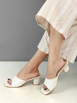 DENILL - White Synthetic Leather Heels