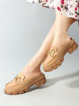 DENILL - Beige Synthetic Leather Heels for Women