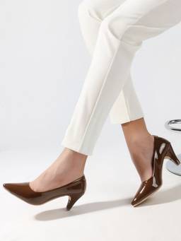 DENILL - Women Brown Patent Leather Heels