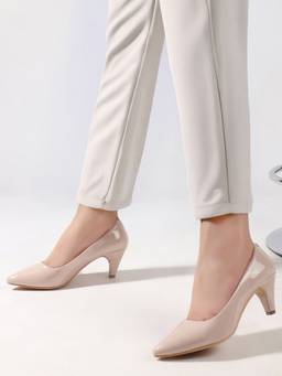 DENILL - Women Beige Patent Leather Heels