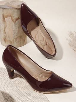 DENILL - Women Maroon Patent Leather Heels