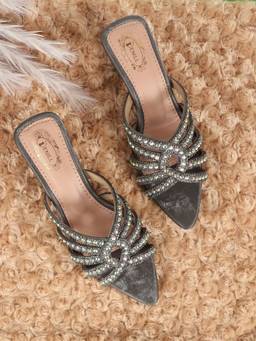 DENILL - Grey Synthetic Leather Heels