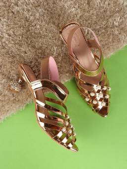 DENILL - Gold Synthetic Leather Heels