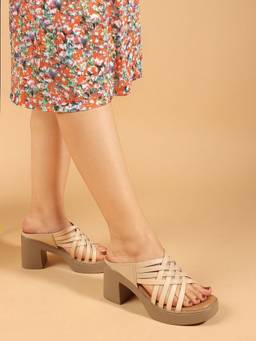 DENILL - Beige Synthetic Heels