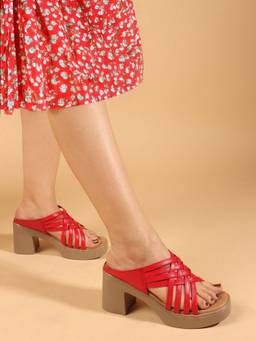 DENILL - Red Synthetic Leather Heels