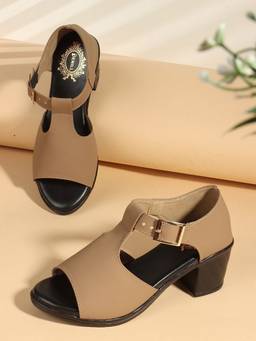 DENILL - Beige Synthetic Leather Heels for Women
